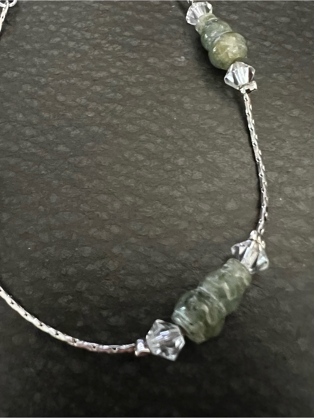 Silver Green agate and Crystal Bead bracelet